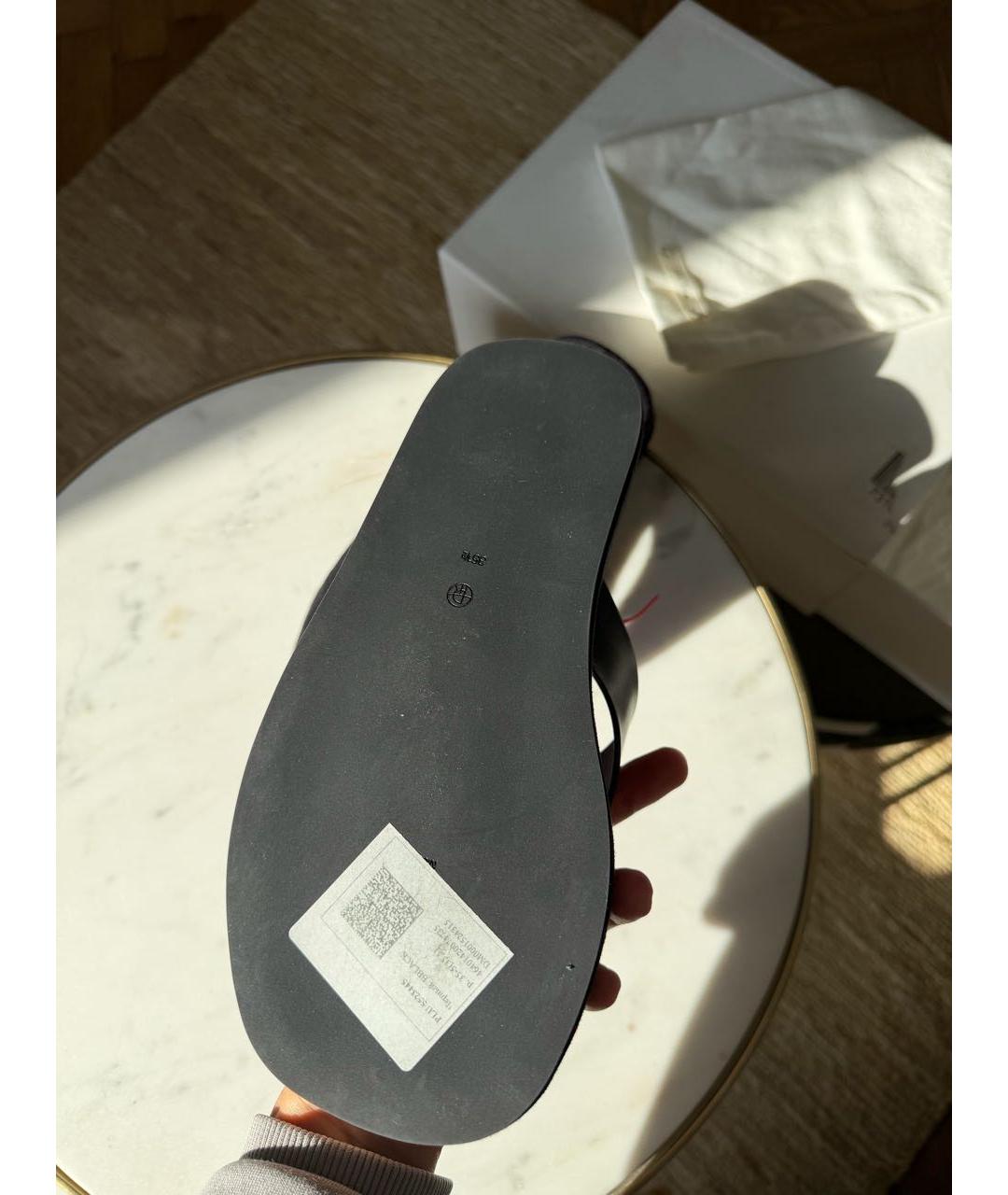 THE ROW Черные кожаные шлепанцы, фото 4