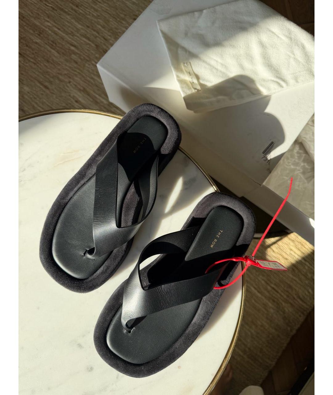 THE ROW Черные кожаные шлепанцы, фото 2