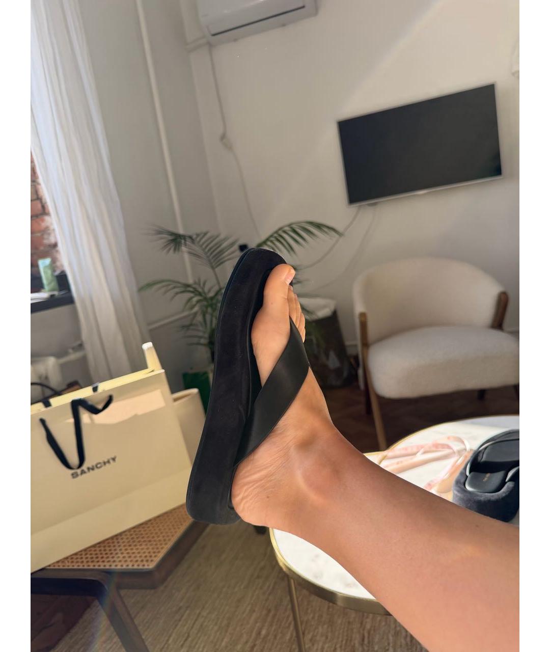 THE ROW Черные кожаные шлепанцы, фото 8