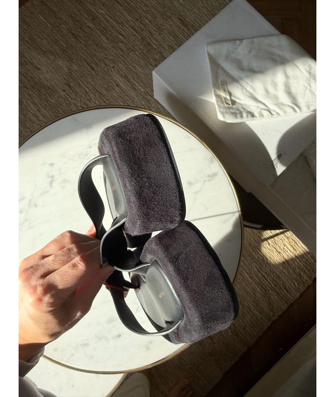 THE ROW Черные кожаные шлепанцы, фото 5