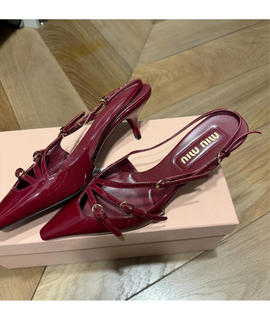 MIU MIU Бордовые туфли из лакированной кожи, фото 4