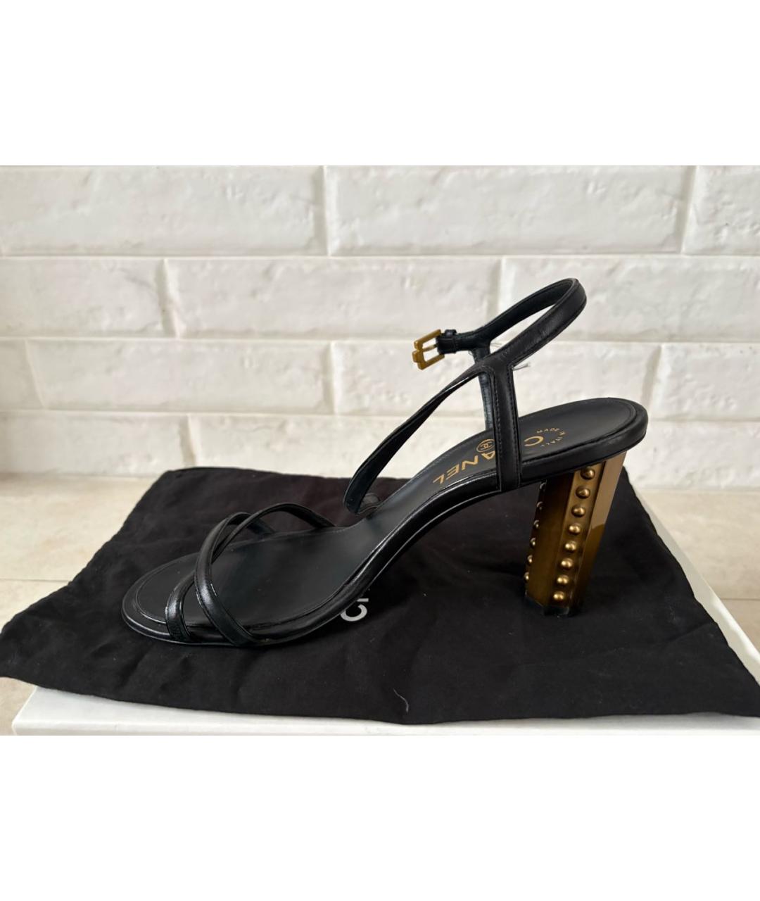 CHANEL Черные кожаные босоножки, фото 2