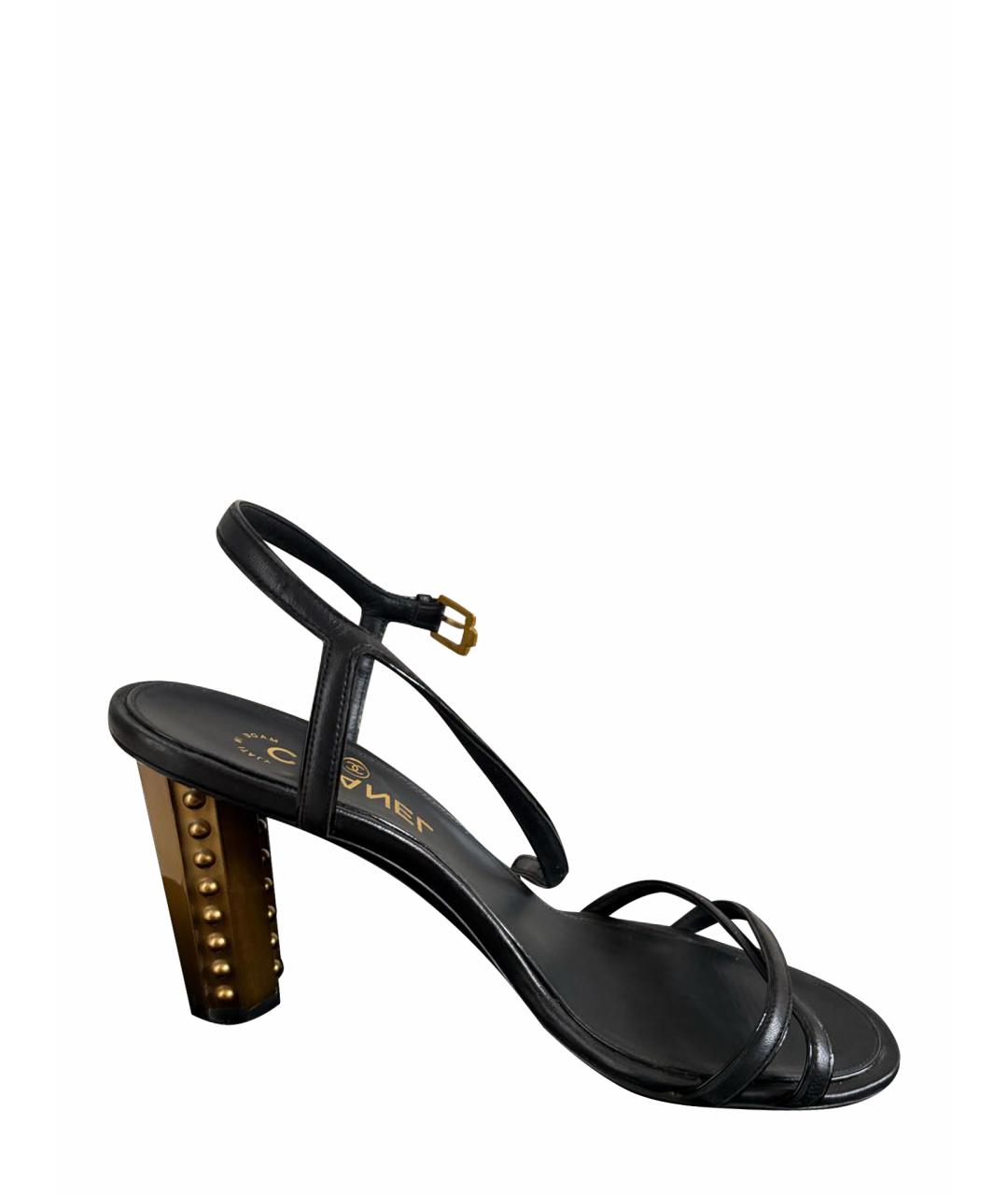 CHANEL Черные кожаные босоножки, фото 1