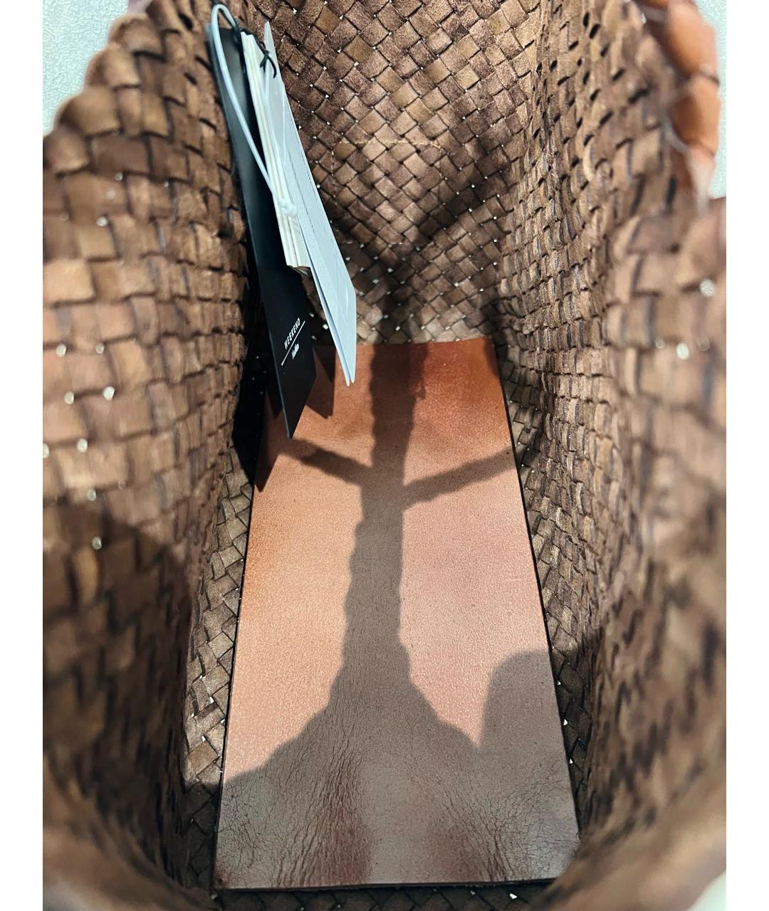 WEEKEND MAX MARA Коричневая кожаная сумка тоут, фото 5