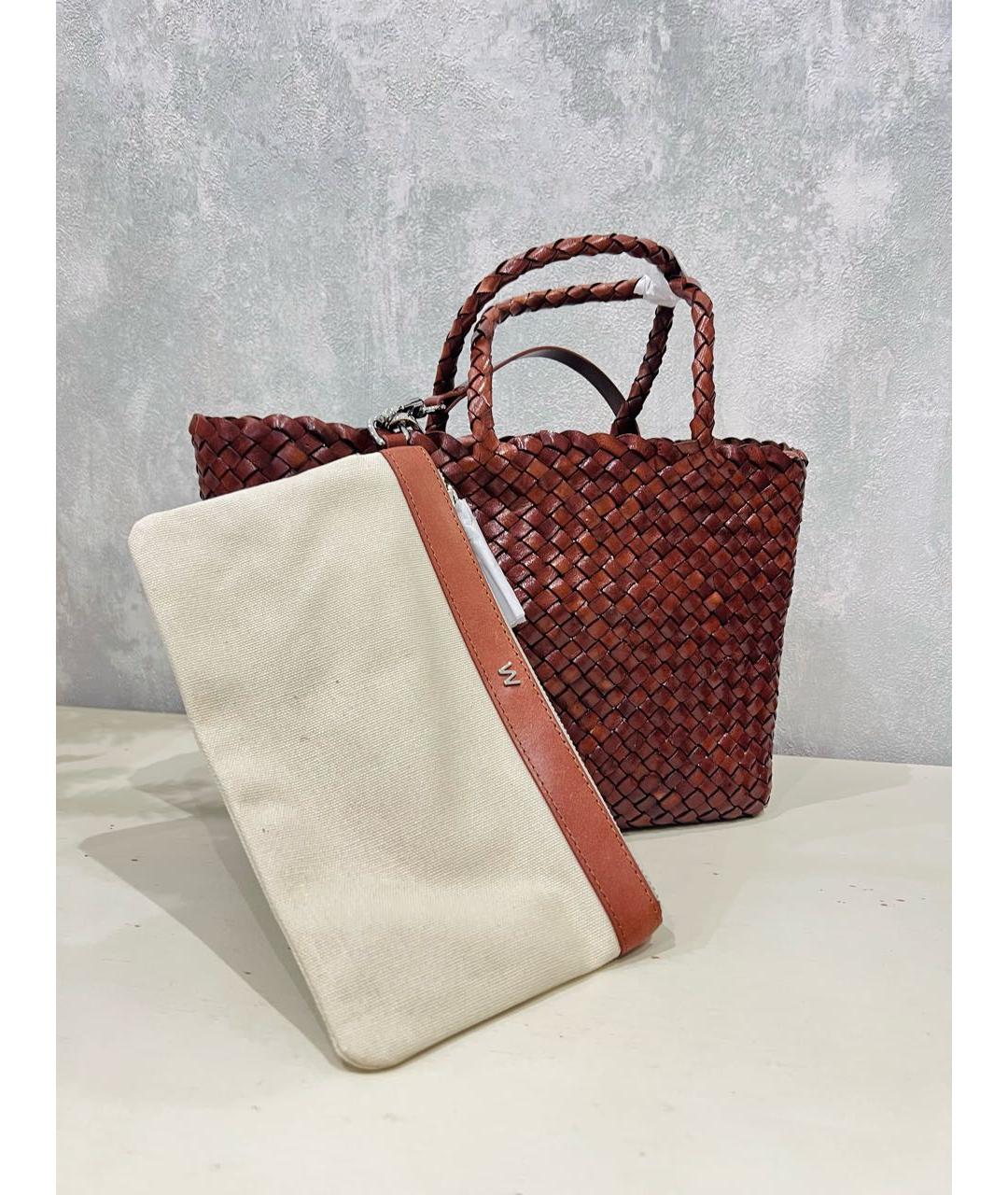 WEEKEND MAX MARA Коричневая кожаная сумка тоут, фото 8