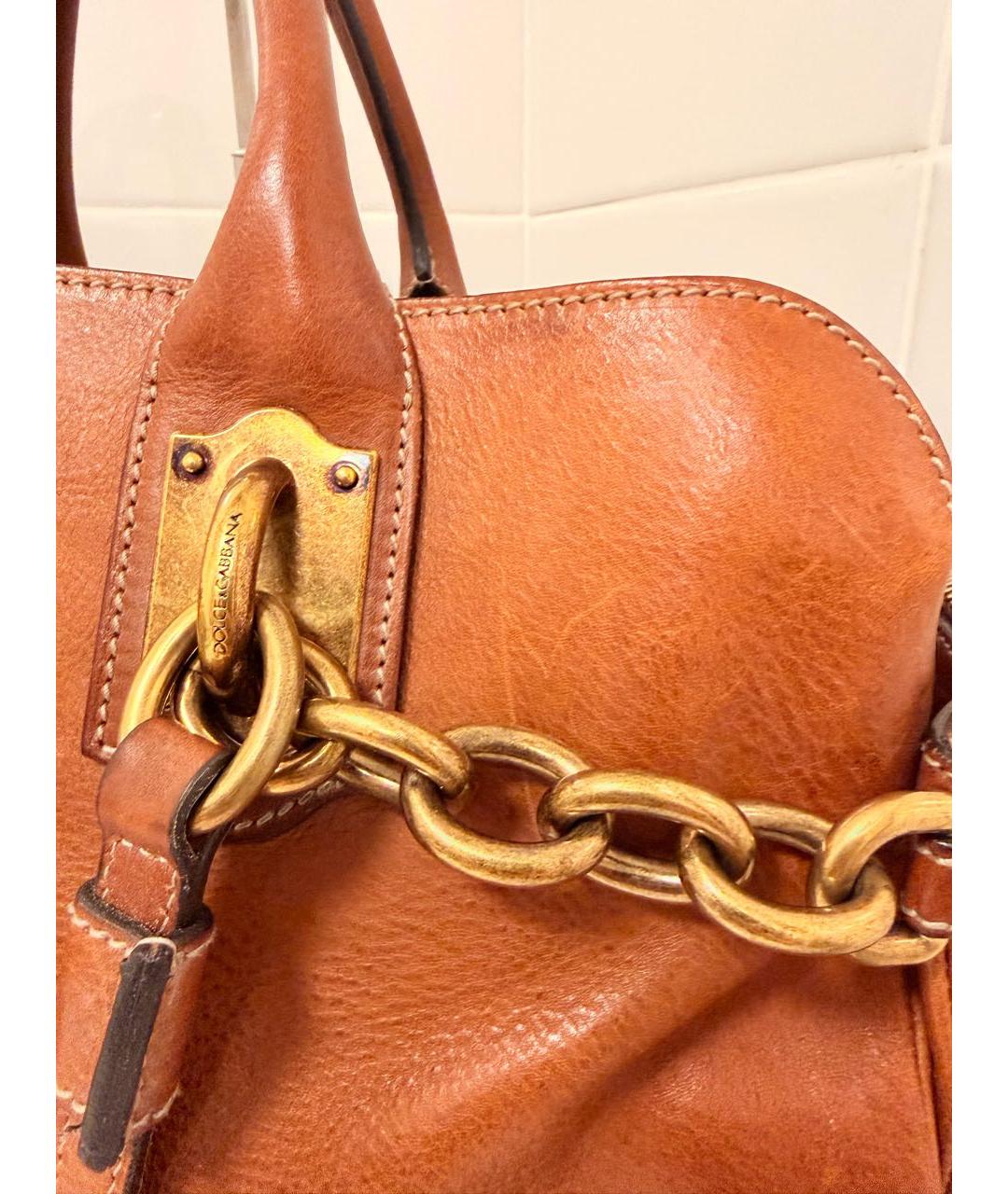 DOLCE&GABBANA Коричневая кожаная сумка тоут, фото 3