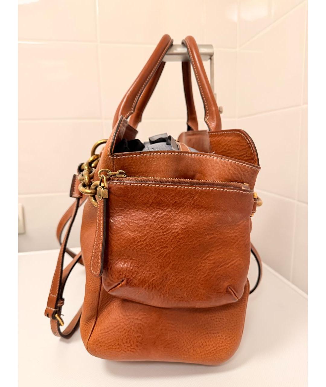 DOLCE&GABBANA Коричневая кожаная сумка тоут, фото 5