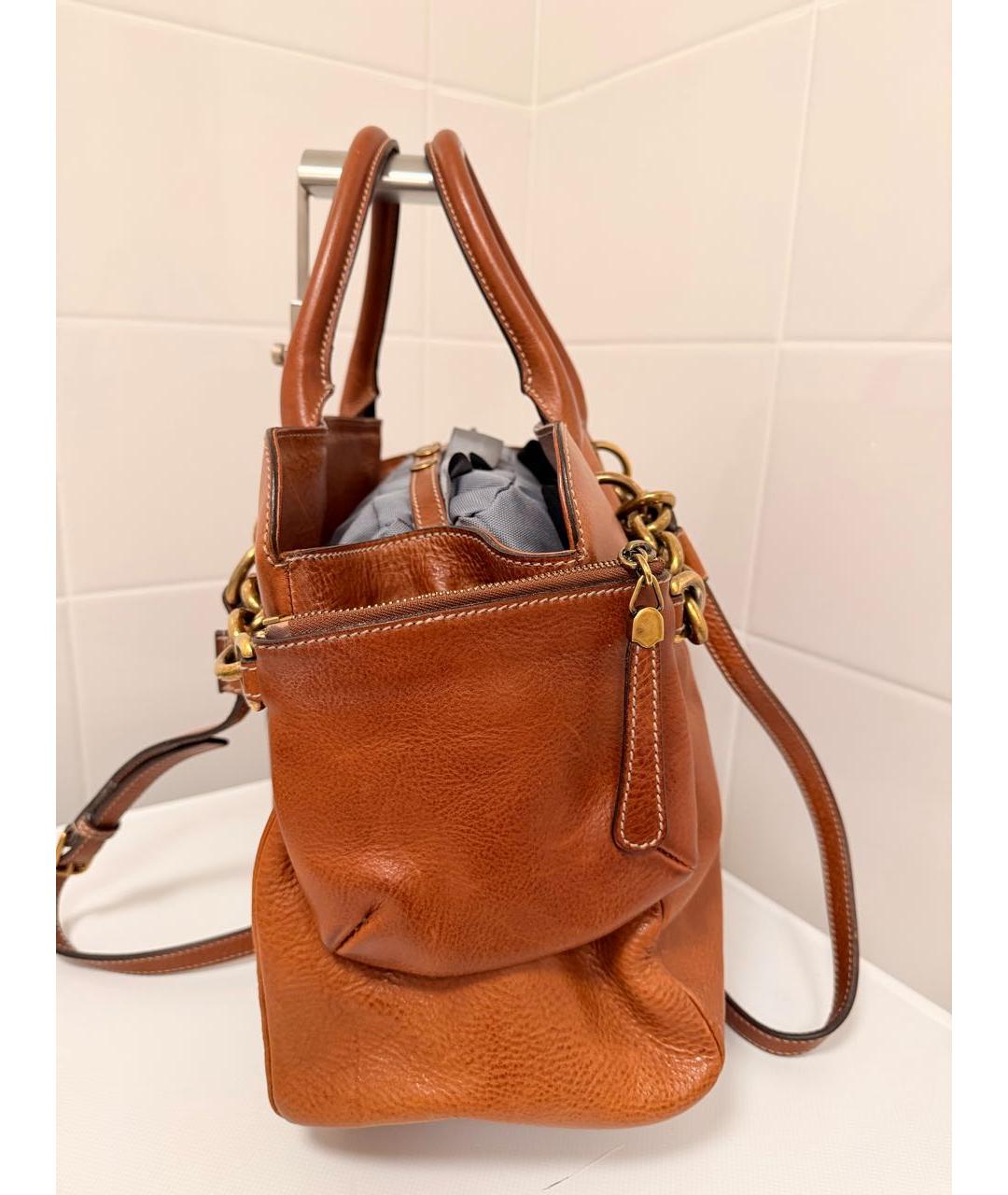 DOLCE&GABBANA Коричневая кожаная сумка тоут, фото 6