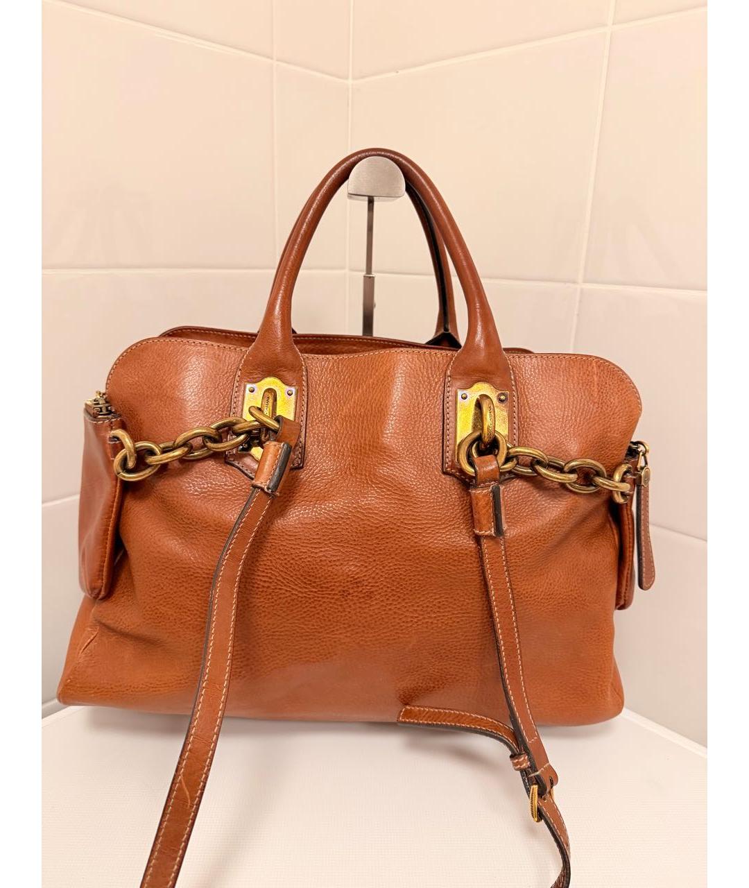 DOLCE&GABBANA Коричневая кожаная сумка тоут, фото 2