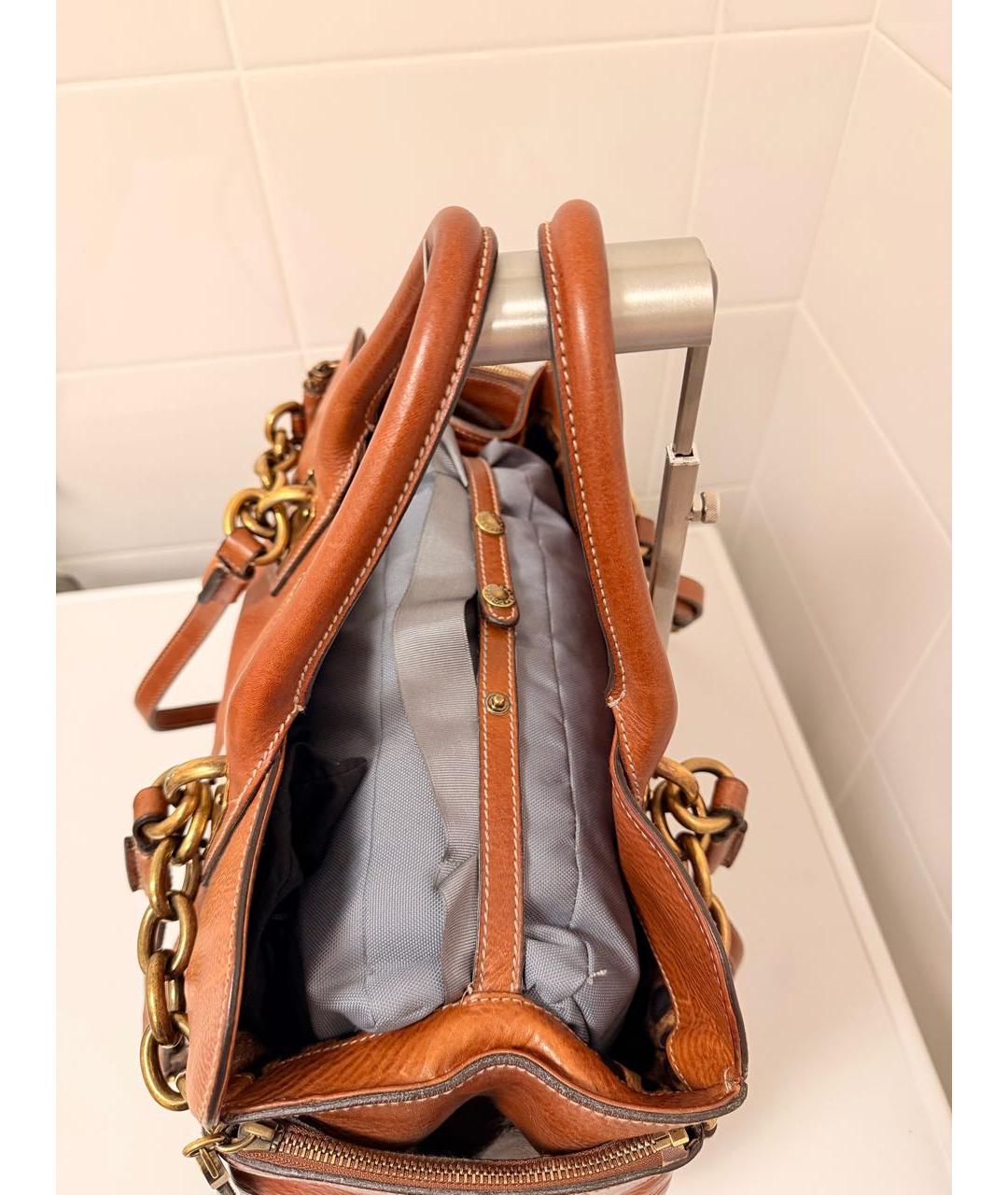 DOLCE&GABBANA Коричневая кожаная сумка тоут, фото 4