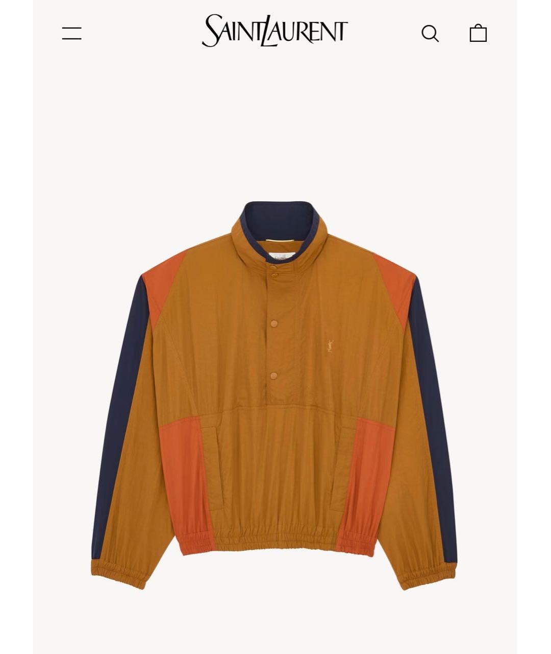 SAINT LAURENT Горчичная полиэстеровая куртка, фото 5