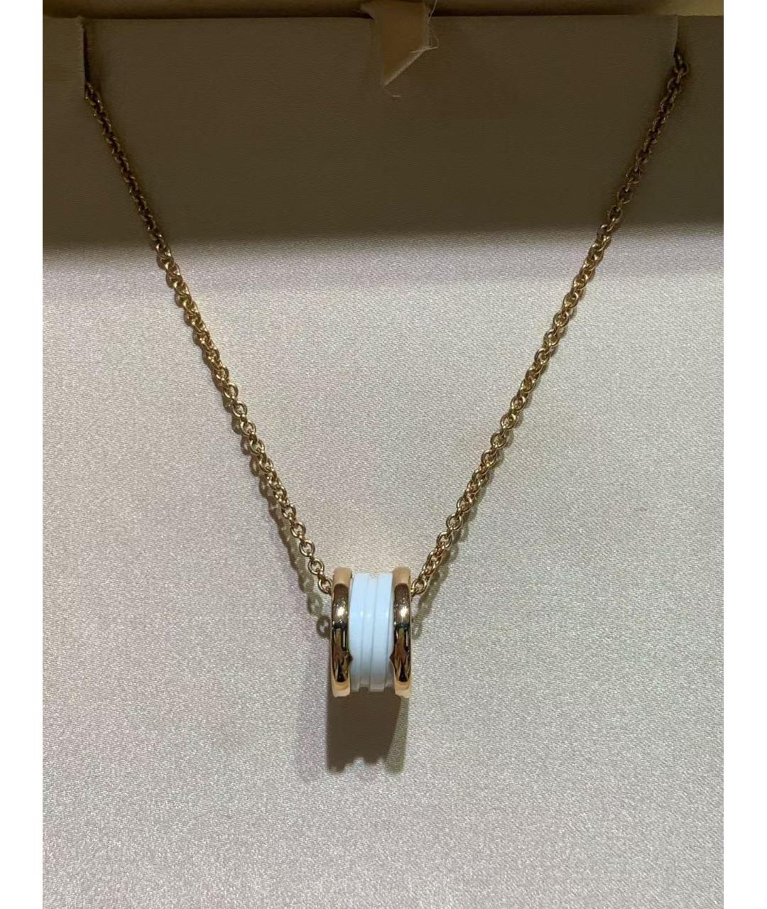 BVLGARI Белая подвеска из розового золота, фото 5