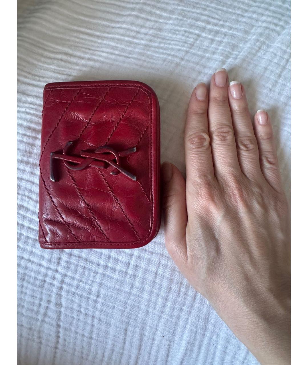 SAINT LAURENT Красный кожаный кошелек, фото 8
