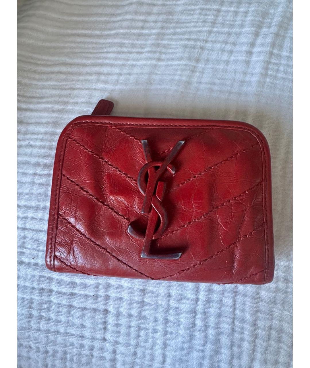 SAINT LAURENT Красный кожаный кошелек, фото 9