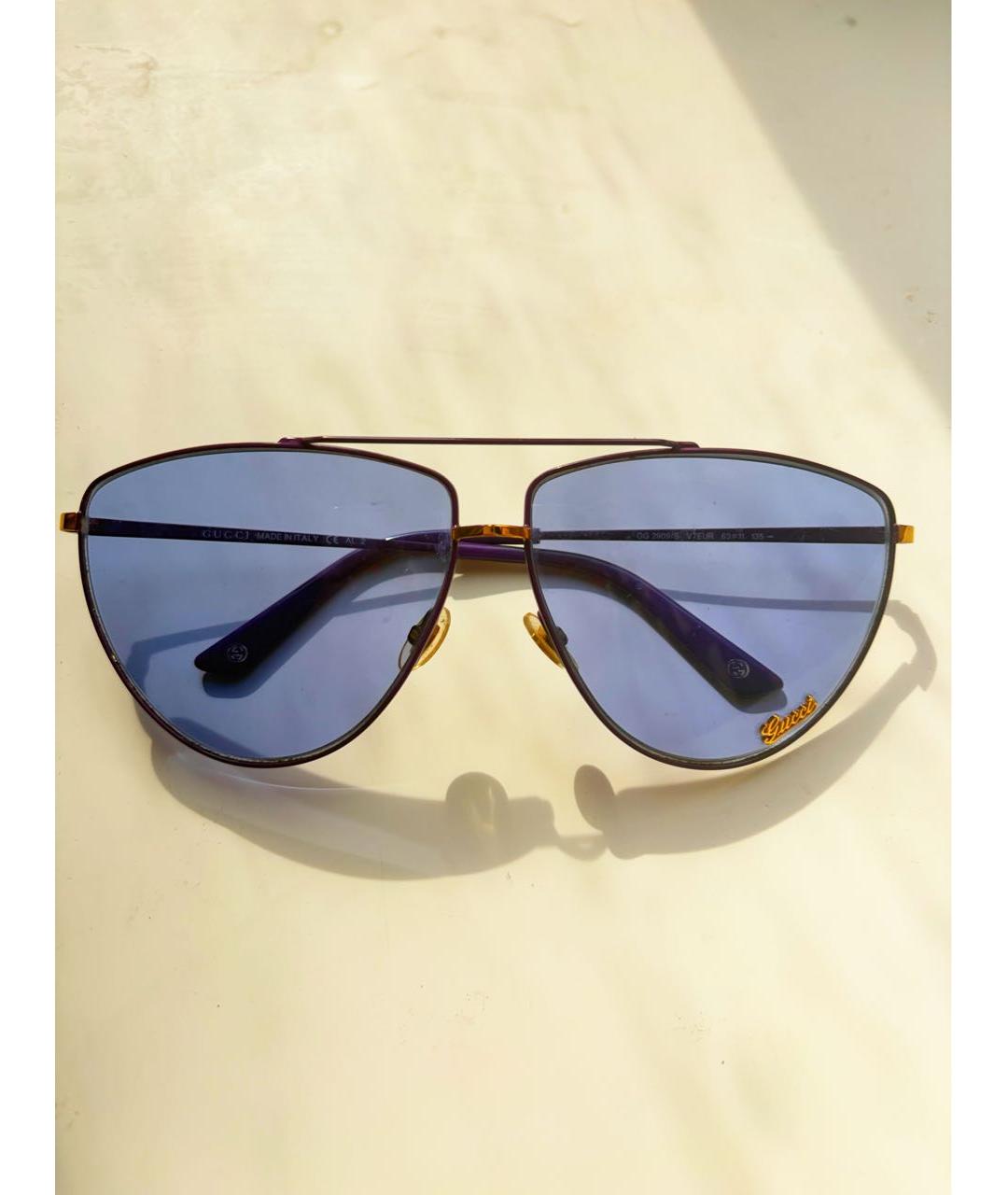 GUCCI Фиолетовые металлические солнцезащитные очки, фото 5