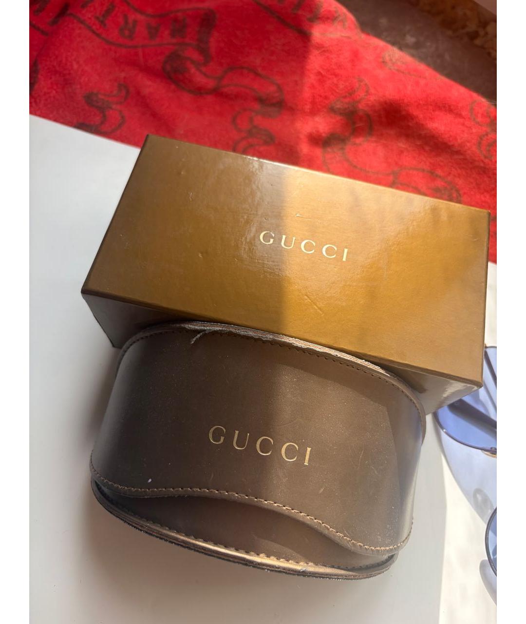 GUCCI Фиолетовые металлические солнцезащитные очки, фото 4