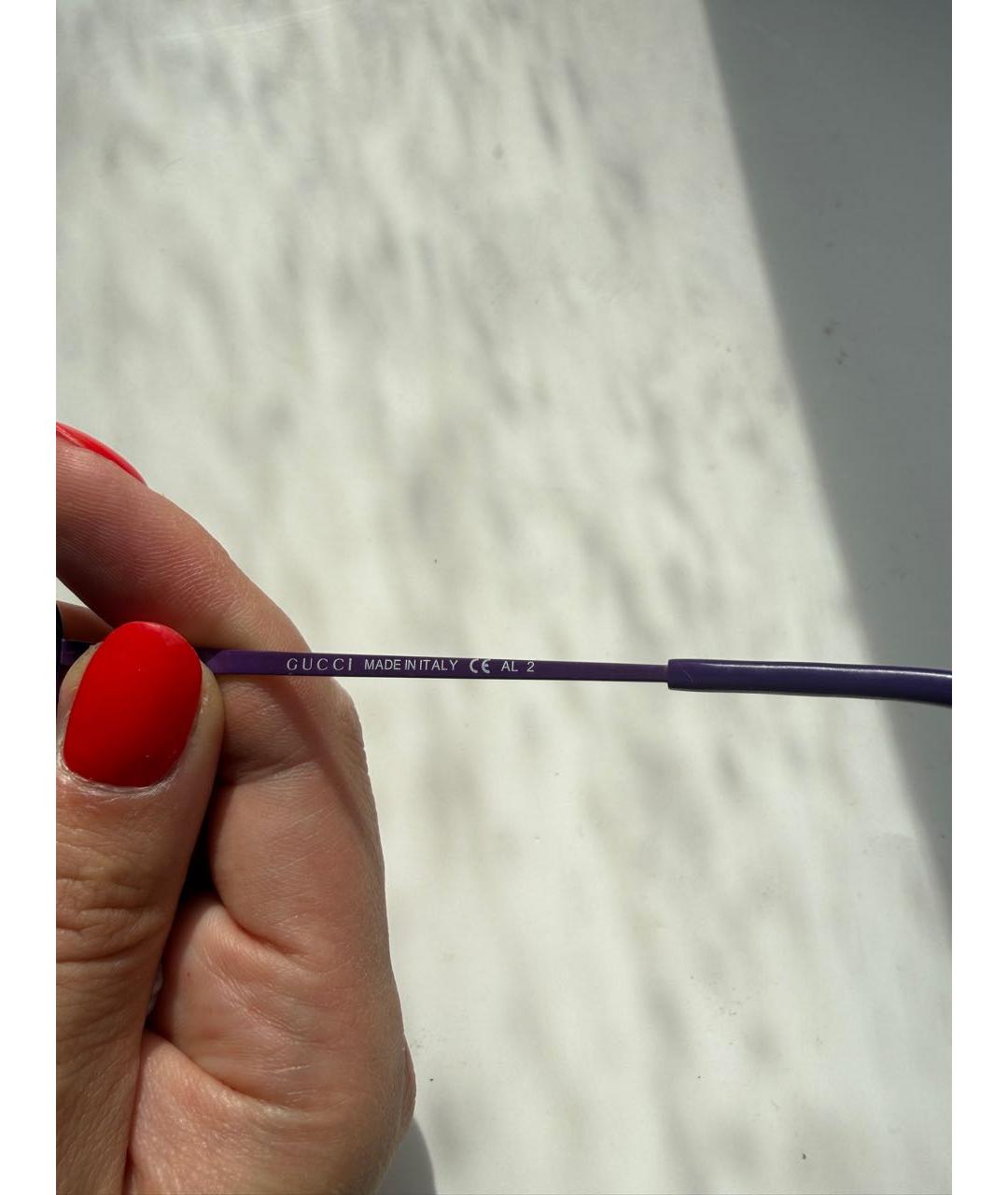 GUCCI Фиолетовые металлические солнцезащитные очки, фото 2