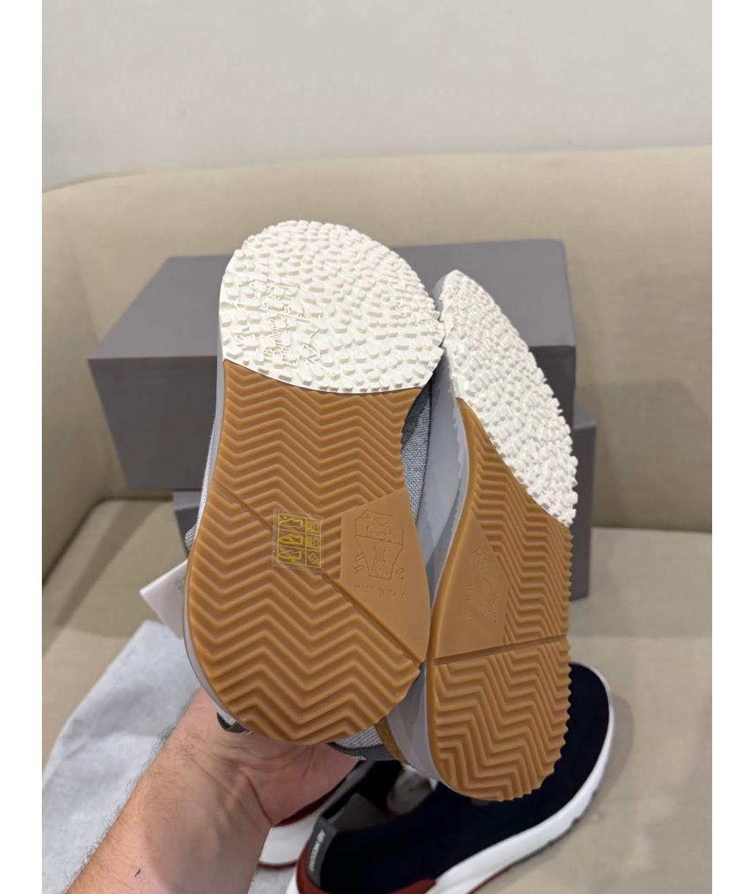 BRUNELLO CUCINELLI Серые текстильные низкие кроссовки / кеды, фото 4