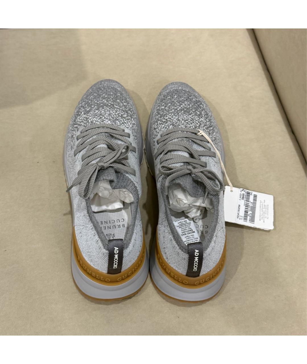 BRUNELLO CUCINELLI Серые текстильные низкие кроссовки / кеды, фото 2