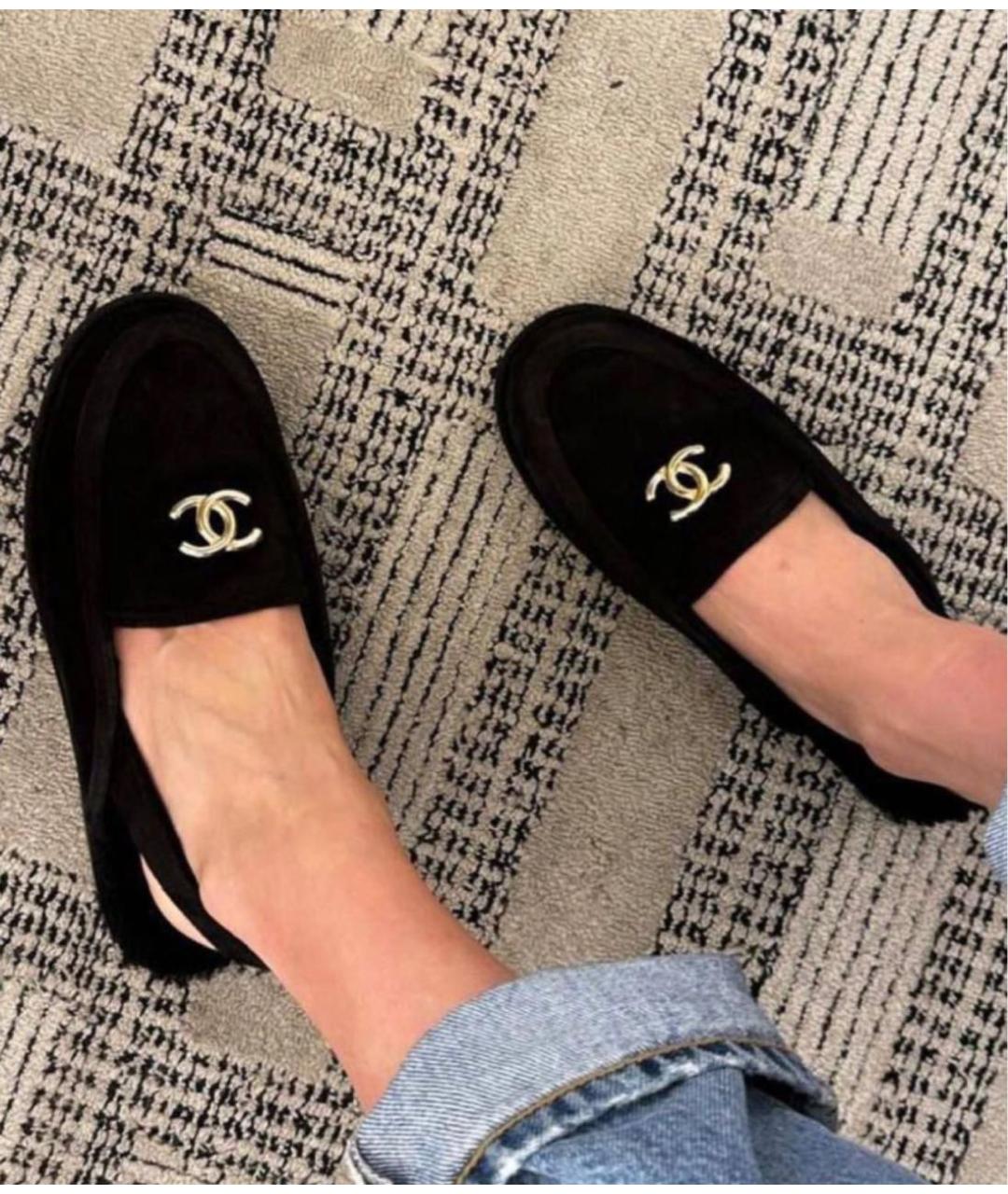CHANEL Черные замшевые мокасины, фото 4