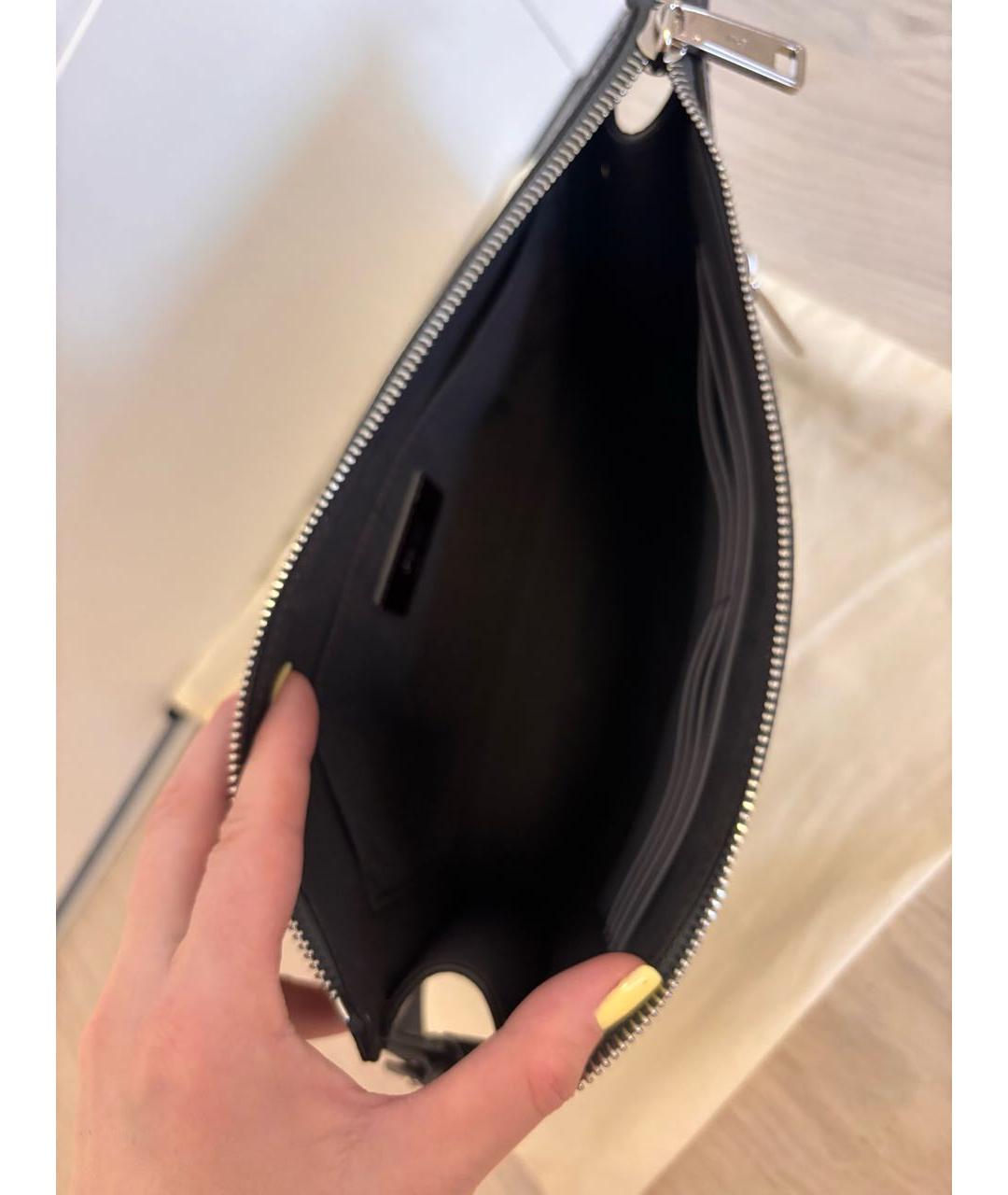 FENDI Антрацитовая кожаная барсетка, фото 4