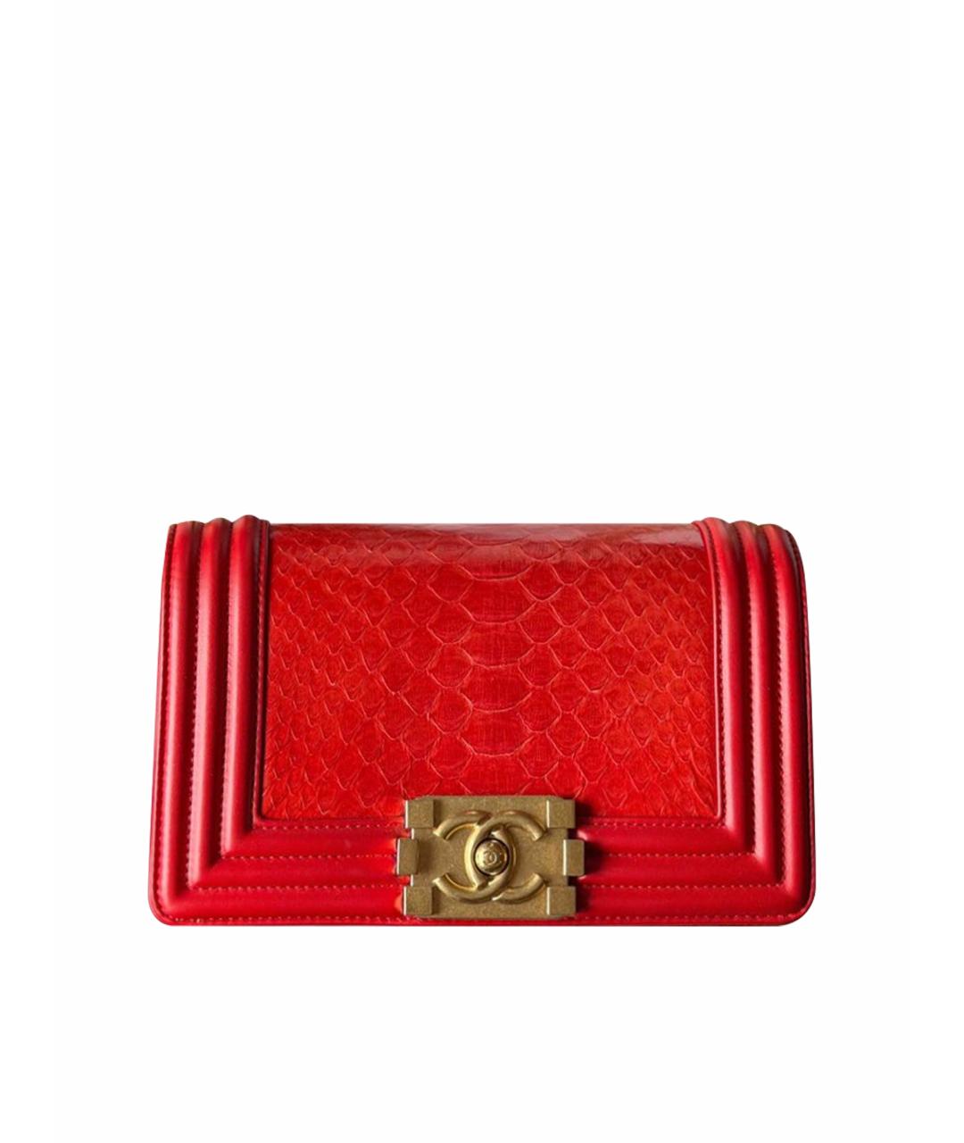 CHANEL Красная сумка через плечо из экзотической кожи, фото 1