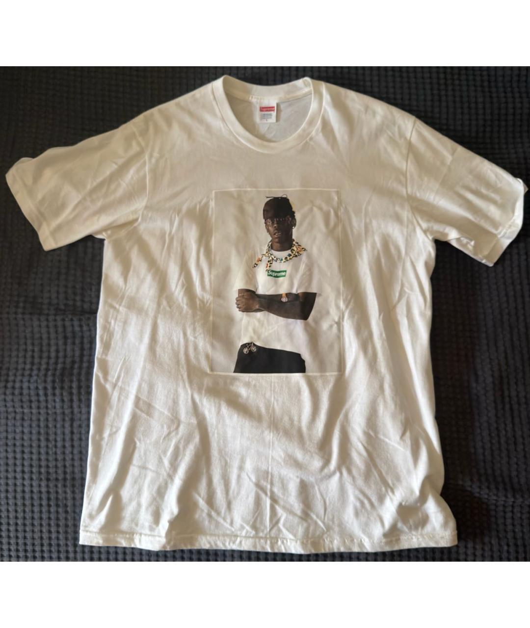 SUPREME Белая хлопковая футболка, фото 2