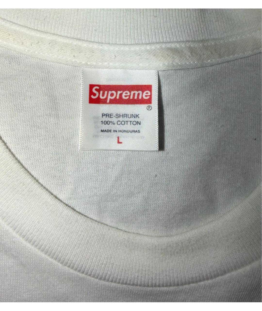 SUPREME Белая хлопковая футболка, фото 4