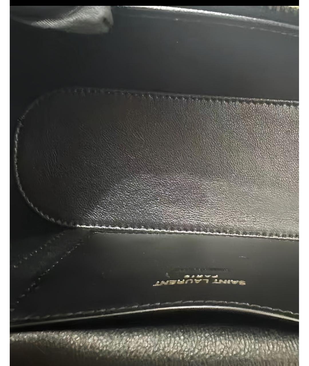 SAINT LAURENT Черная кожаная сумка с короткими ручками, фото 7