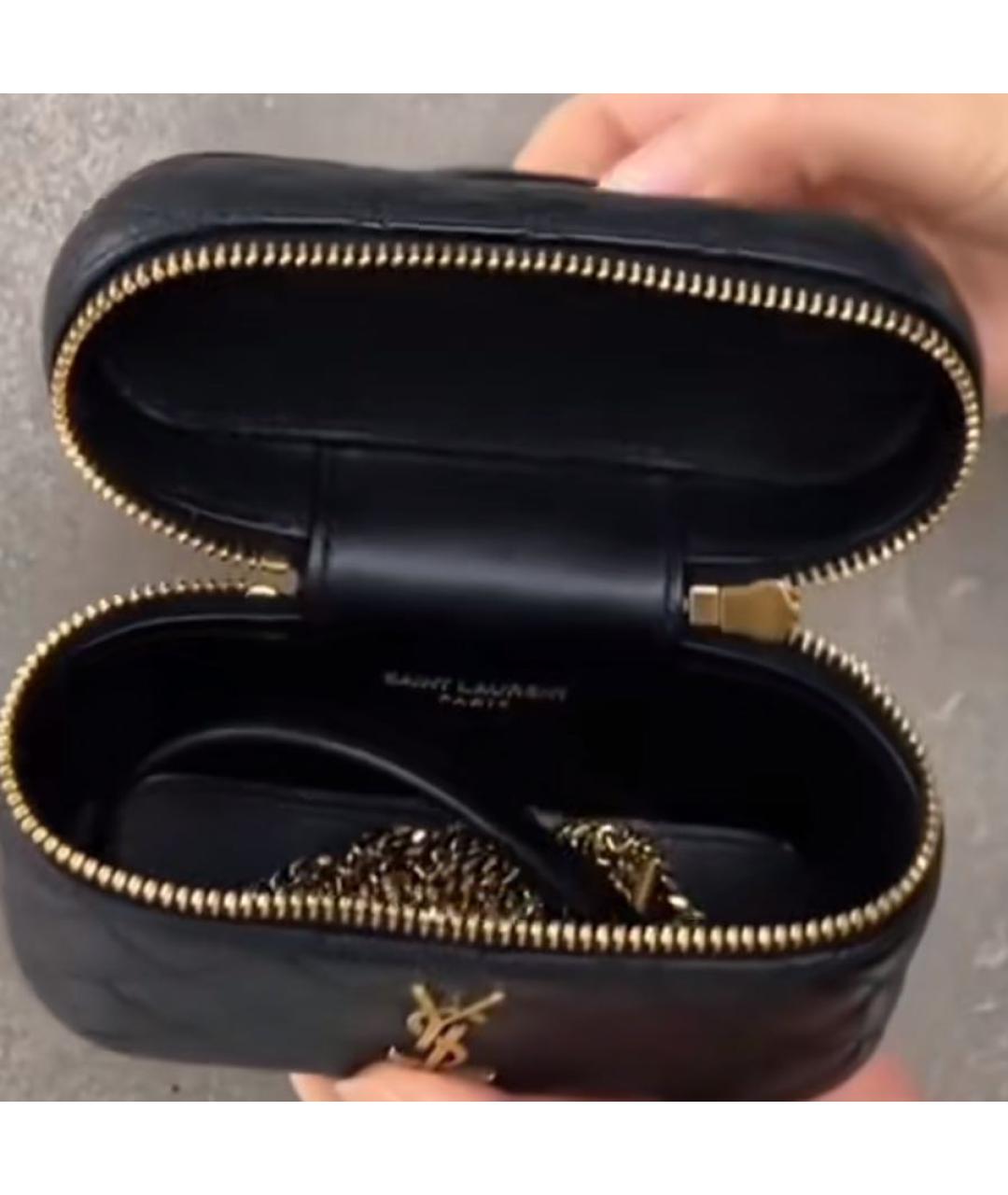 SAINT LAURENT Черная кожаная сумка с короткими ручками, фото 8