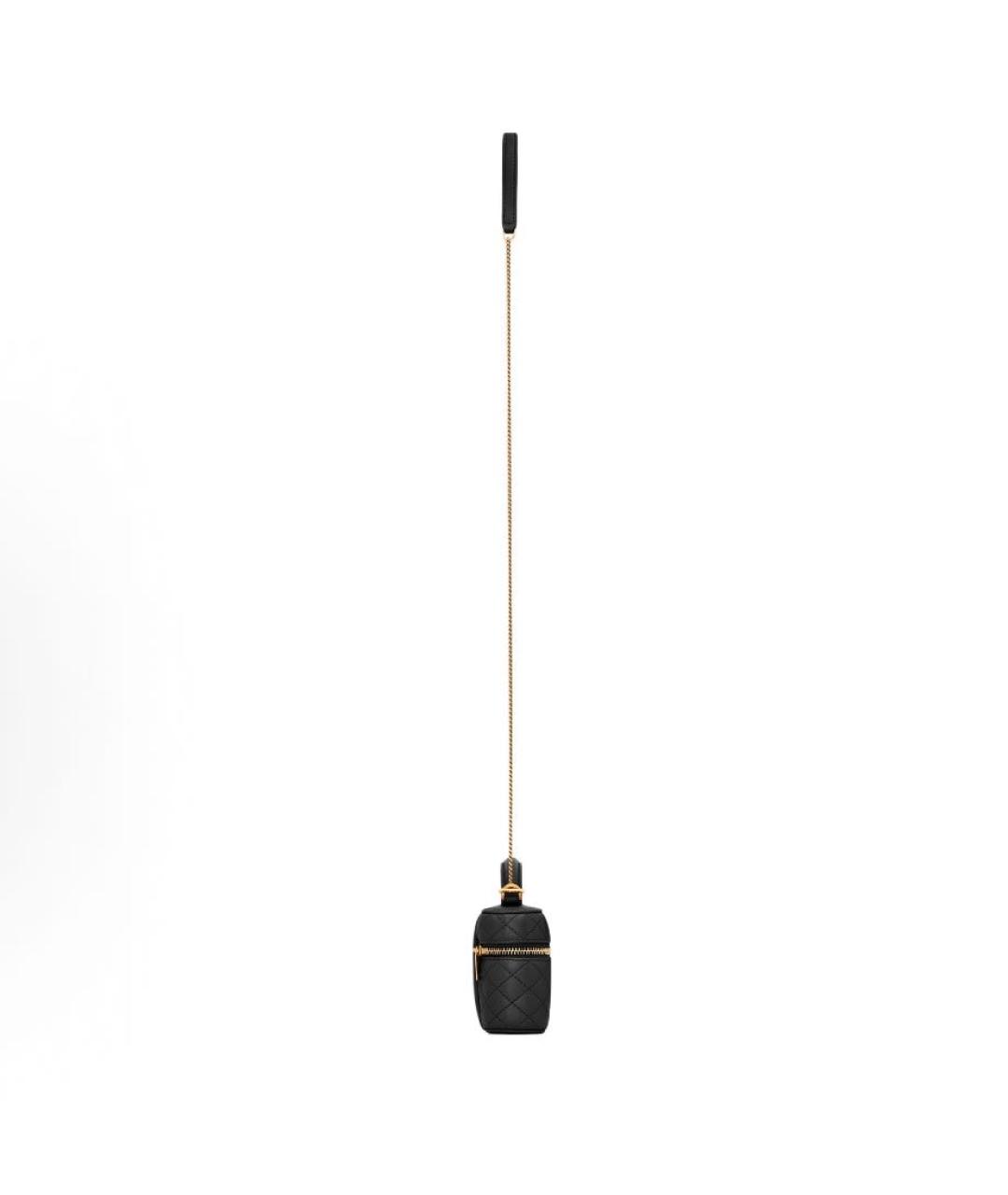 SAINT LAURENT Черная кожаная сумка с короткими ручками, фото 3