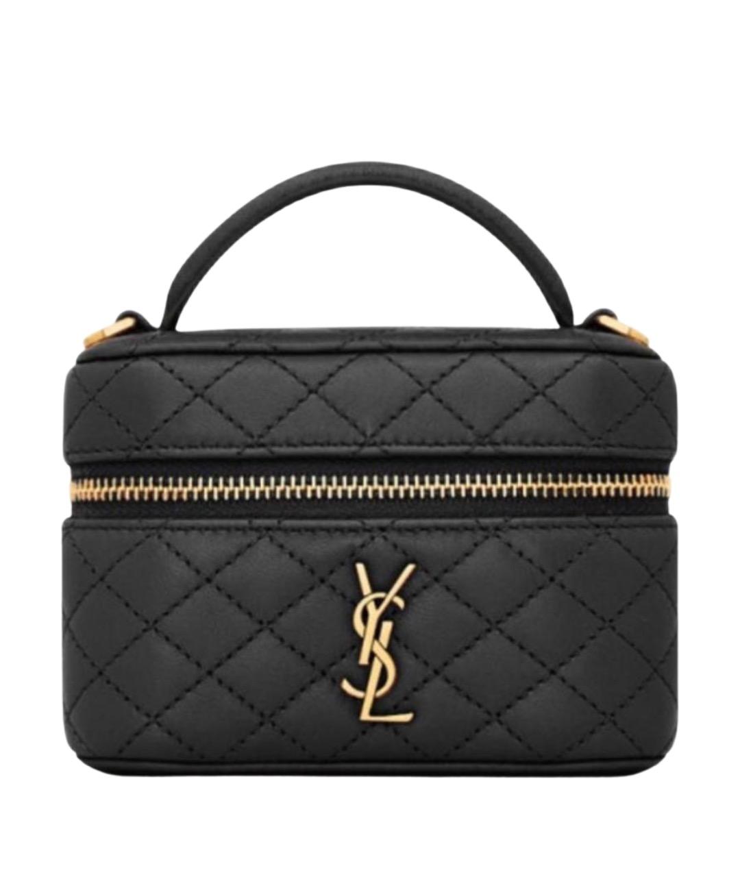 SAINT LAURENT Черная кожаная сумка с короткими ручками, фото 1