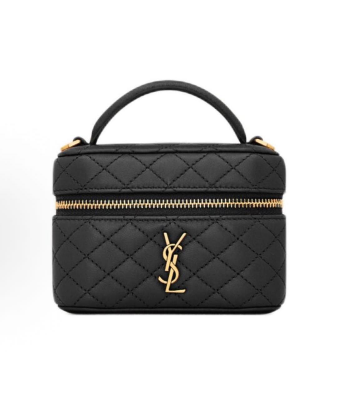 SAINT LAURENT Черная кожаная сумка с короткими ручками, фото 9