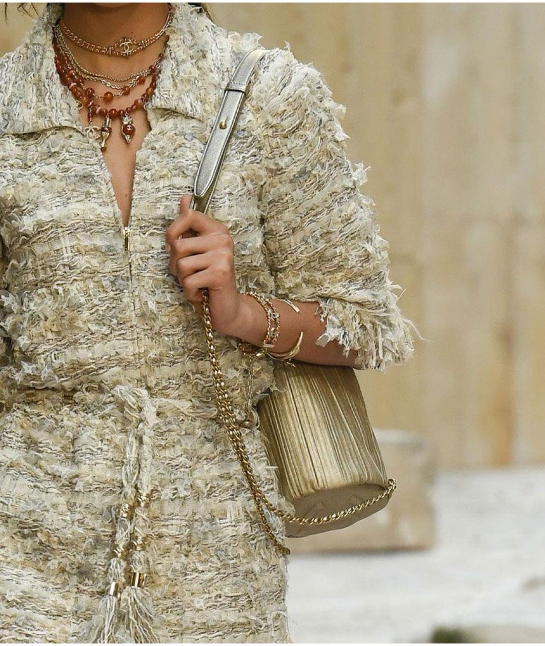 CHANEL Бежевое твидовое повседневное платье, фото 5