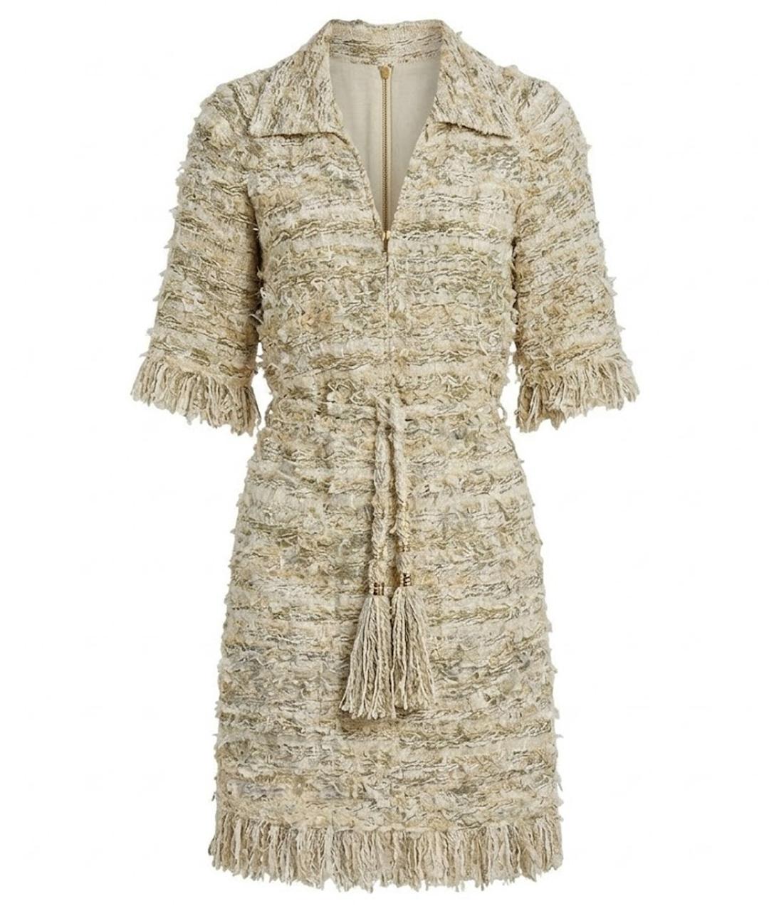 CHANEL Бежевое твидовое повседневное платье, фото 1
