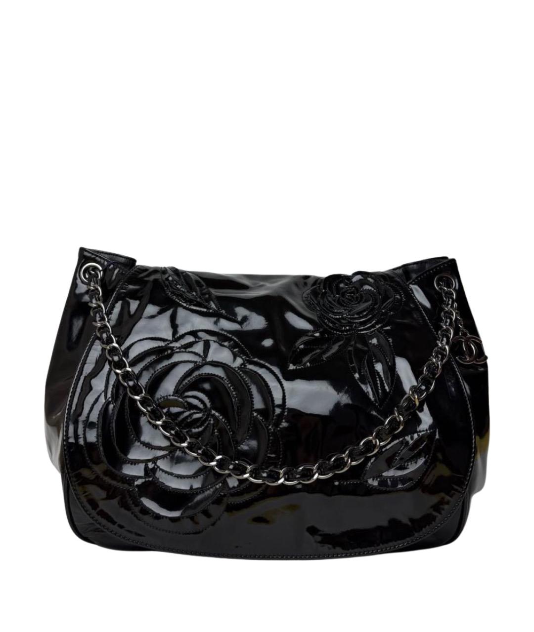 CHANEL Черная сумка через плечо из лакированной кожи, фото 1