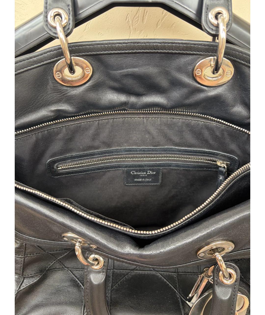 CHRISTIAN DIOR Черная кожаная сумка с короткими ручками, фото 4