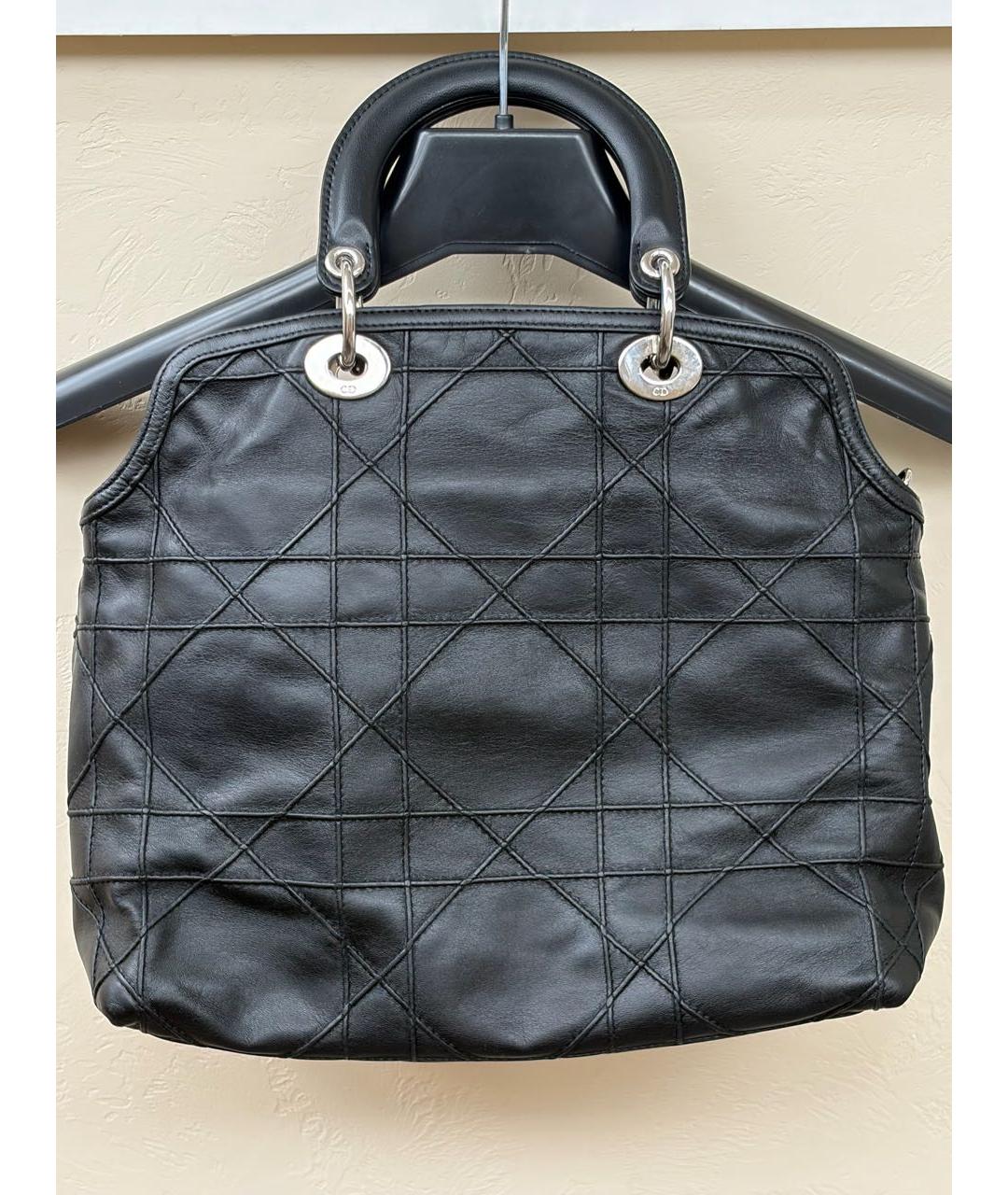 CHRISTIAN DIOR Черная кожаная сумка с короткими ручками, фото 3
