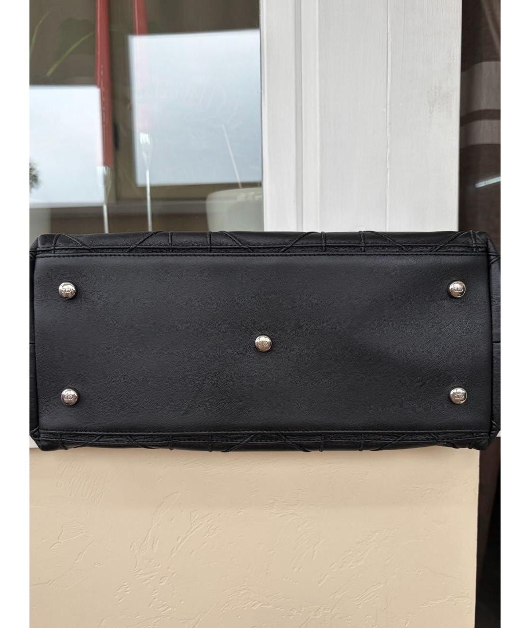 CHRISTIAN DIOR Черная кожаная сумка с короткими ручками, фото 6