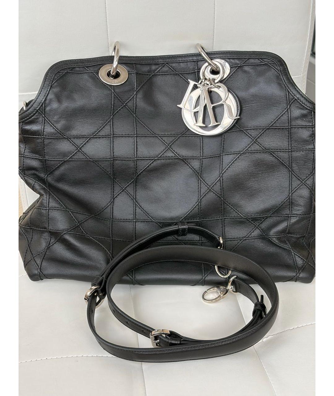 CHRISTIAN DIOR Черная кожаная сумка с короткими ручками, фото 5