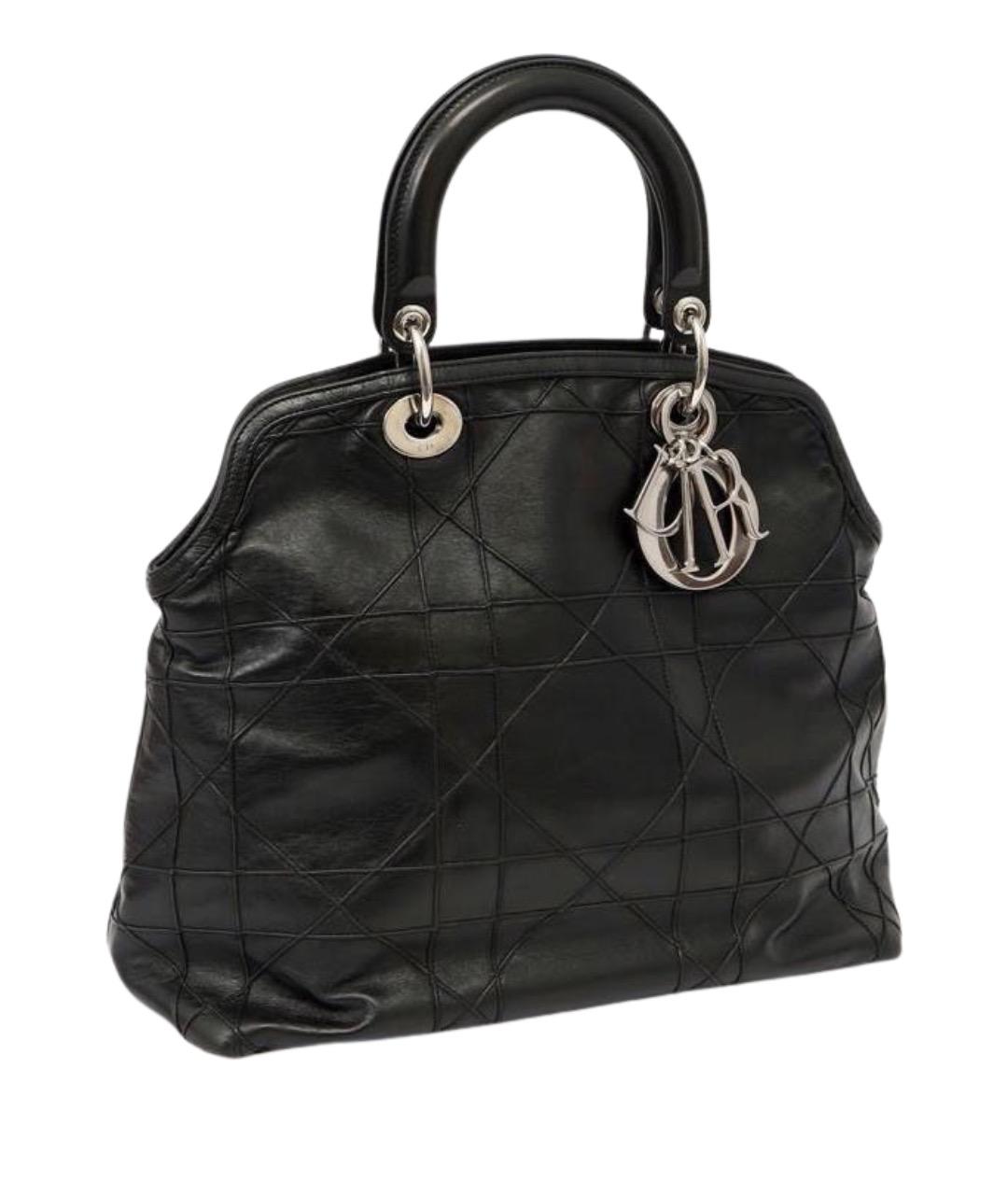 CHRISTIAN DIOR Черная кожаная сумка с короткими ручками, фото 1