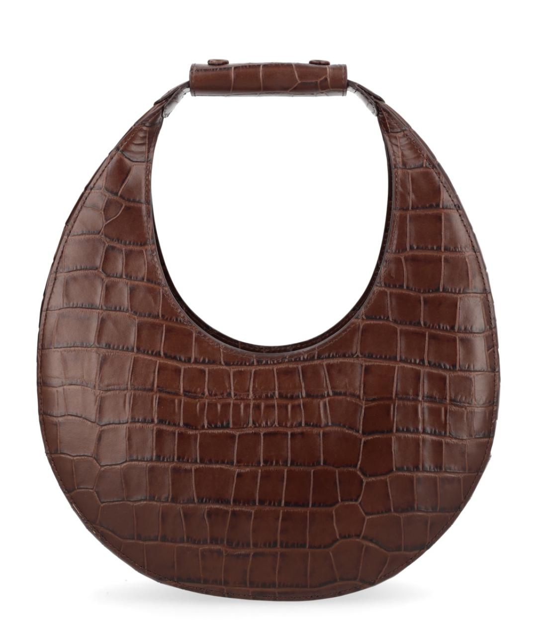 STAUD Коричневая кожаная сумка с короткими ручками, фото 3