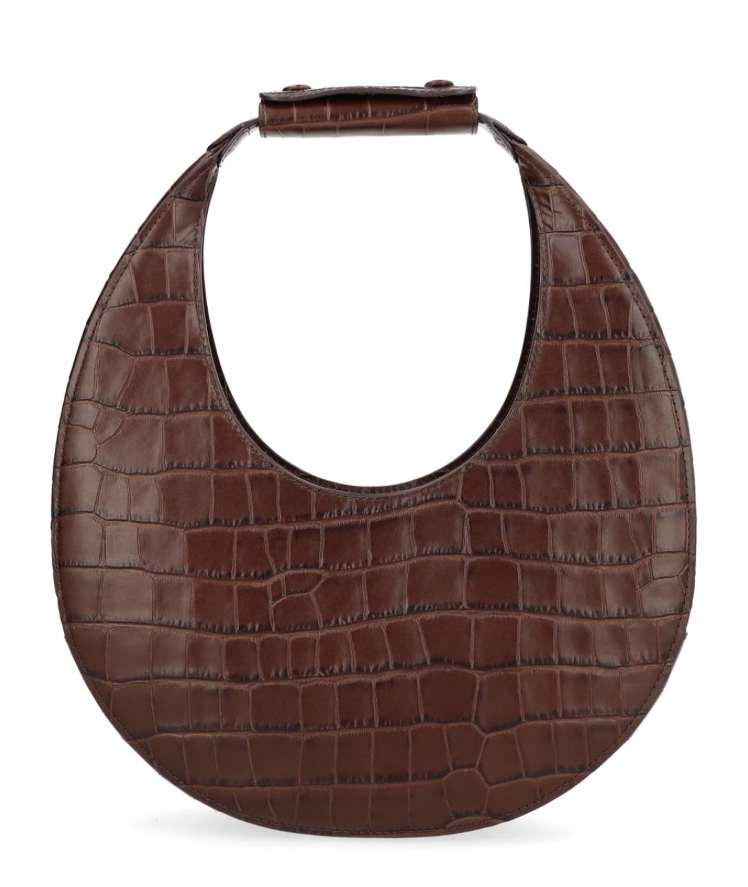 STAUD Коричневая кожаная сумка с короткими ручками, фото 1