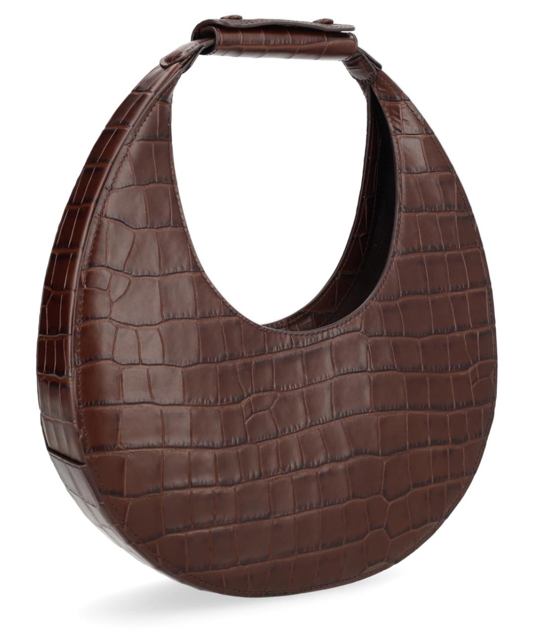 STAUD Коричневая кожаная сумка с короткими ручками, фото 2