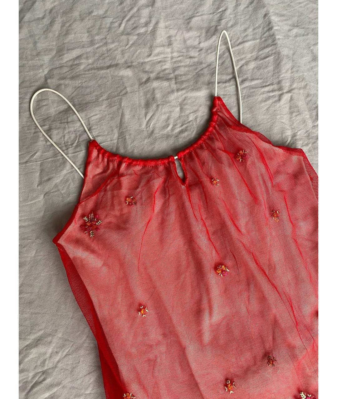 CALVIN KLEIN Красное хлопковое коктейльное платье, фото 4