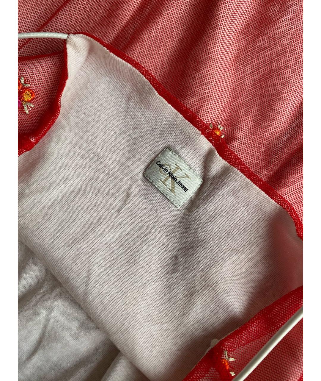 CALVIN KLEIN Красное хлопковое коктейльное платье, фото 3