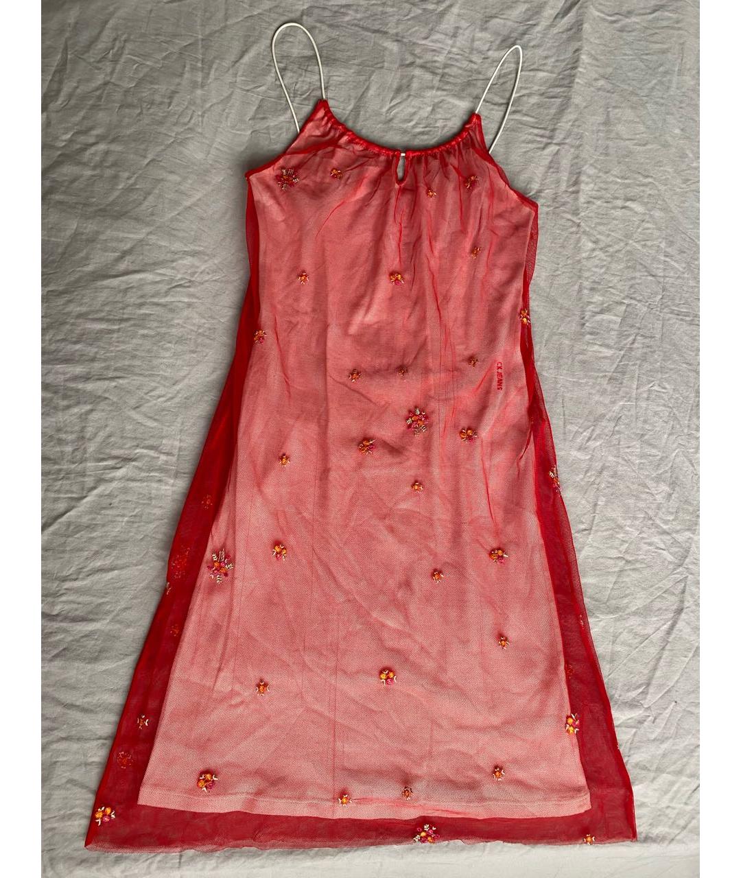 CALVIN KLEIN Красное хлопковое коктейльное платье, фото 9