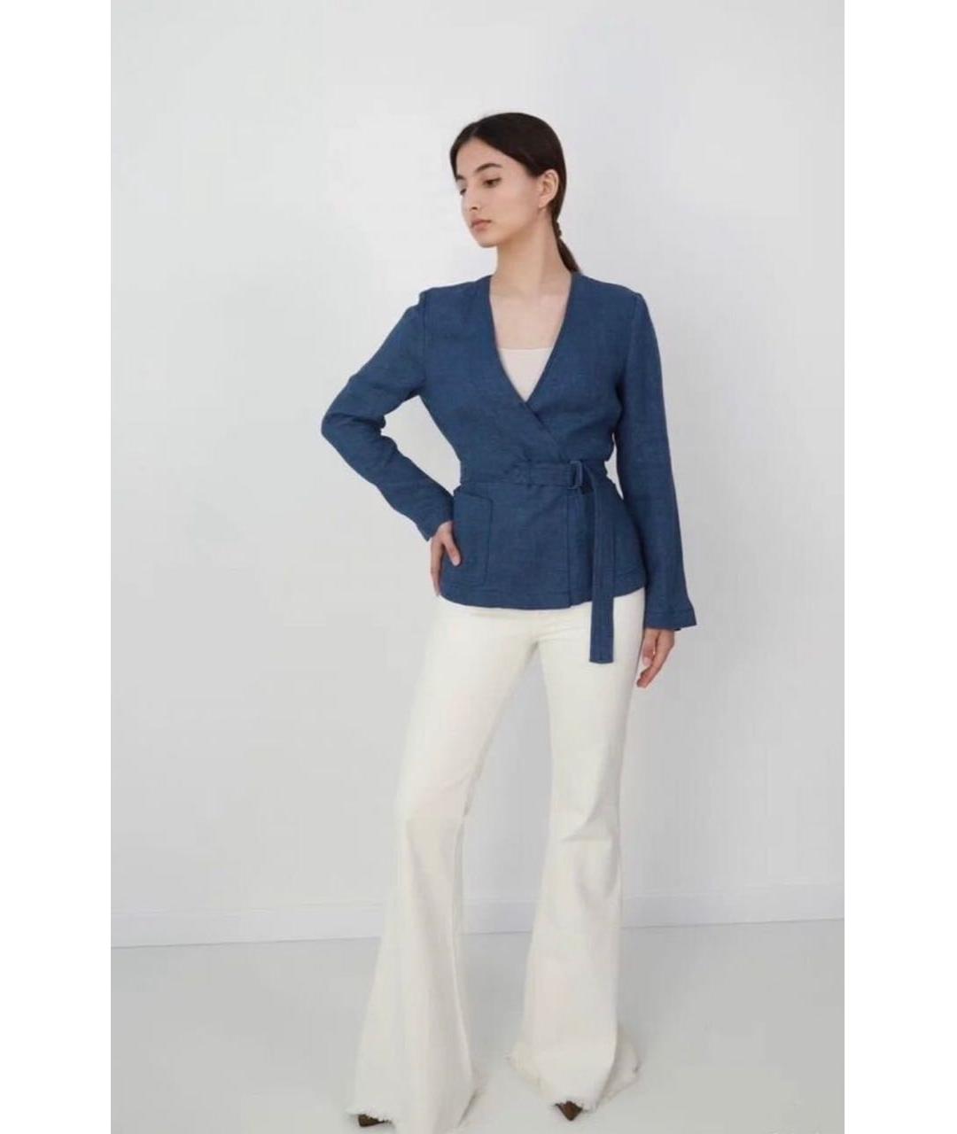 MAX MARA Синий льняной жакет/пиджак, фото 8