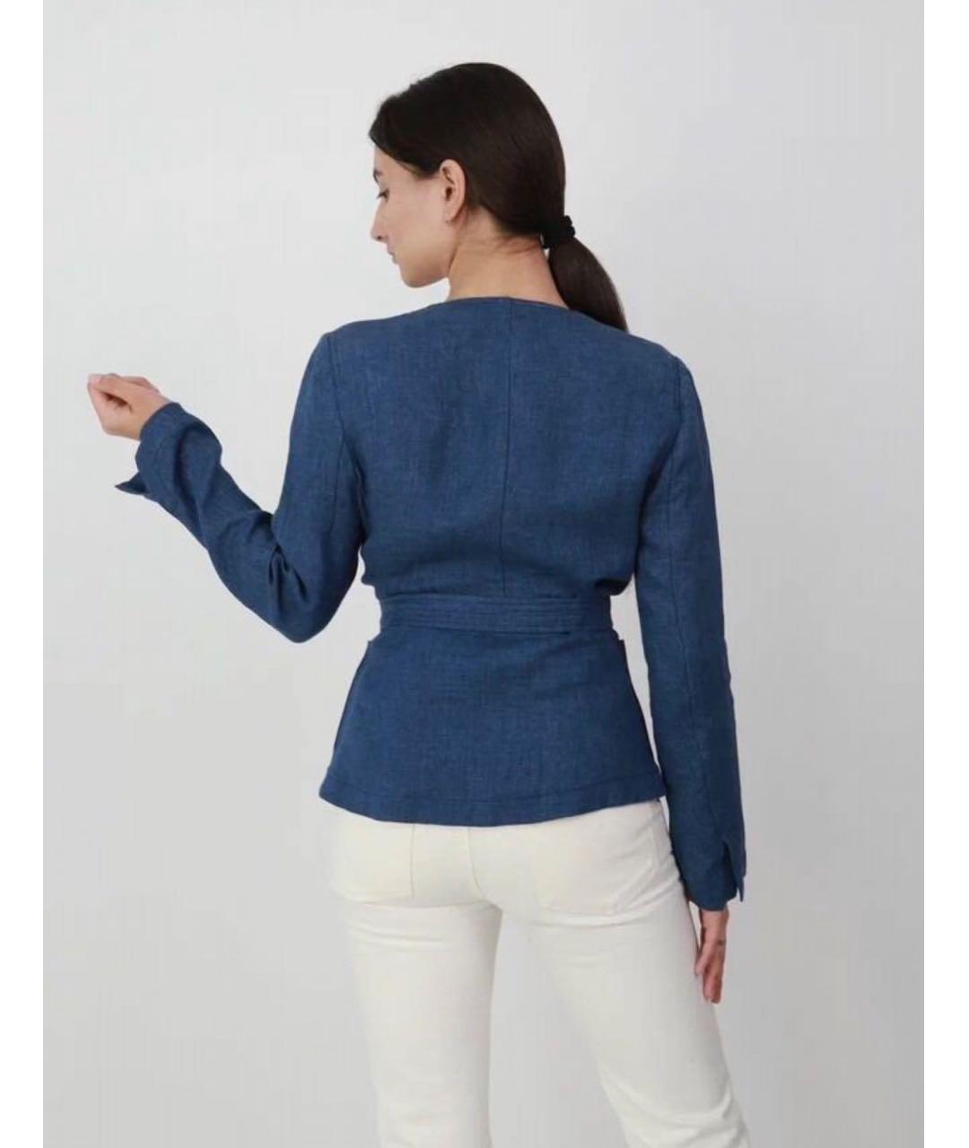 MAX MARA Синий льняной жакет/пиджак, фото 2