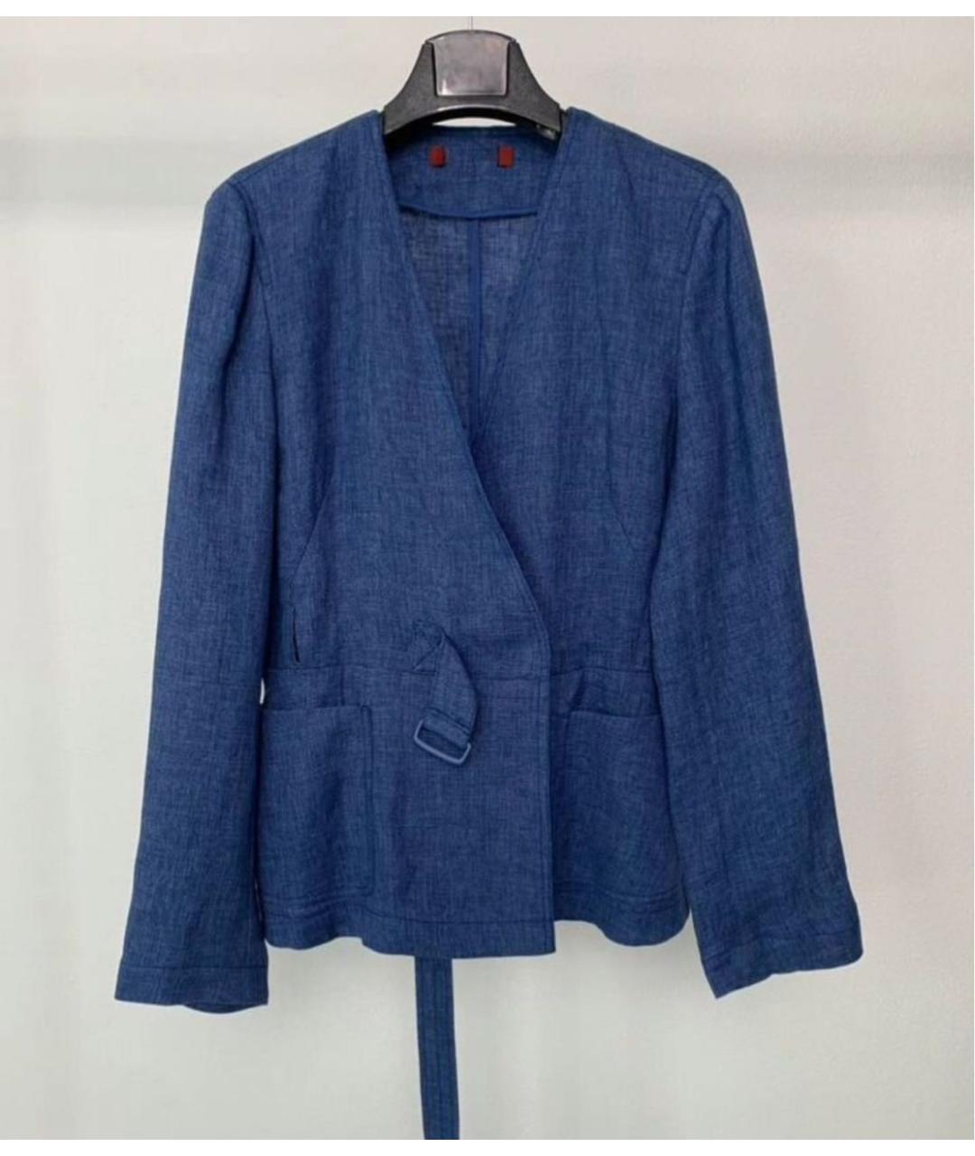 MAX MARA Синий льняной жакет/пиджак, фото 9